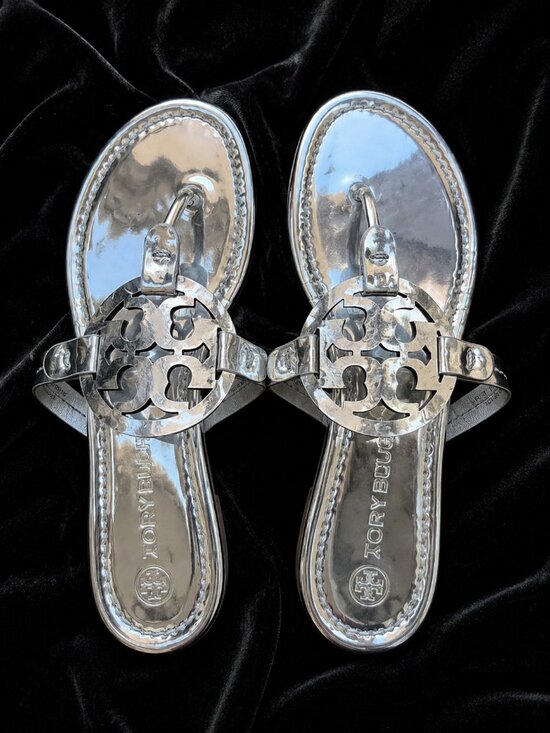 Tory Burch Shoes - Tory Burch Mirror Metallic Miller Sandals Silver